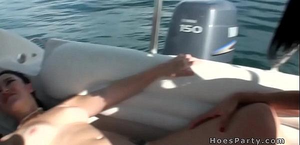  Lucky guys fuck hot babes on boat